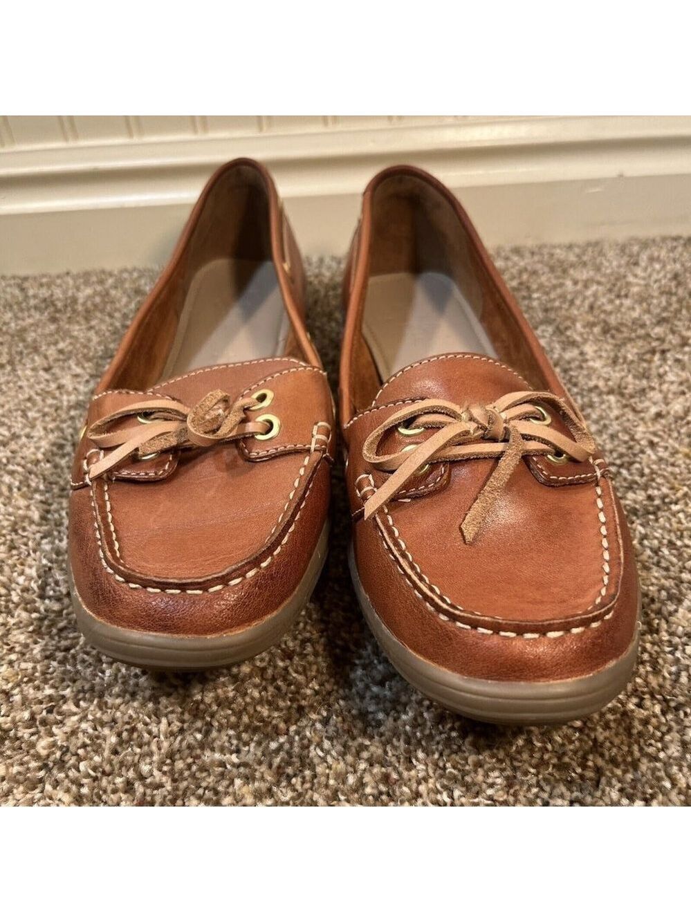 𝅺footglove Brown Leather Moccasin Driver Loafer Women Size 6.5